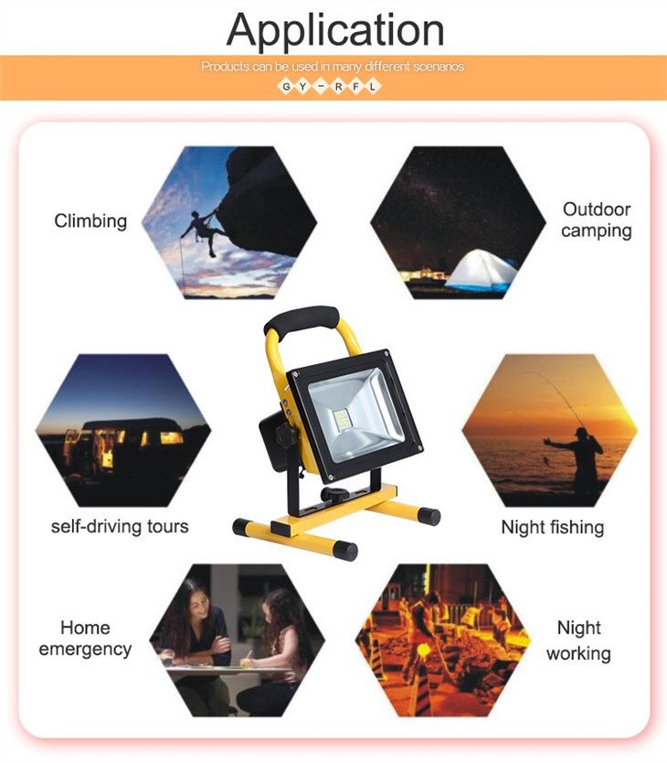 IP65 סוללה חיצונית נטענת LED Flood Light